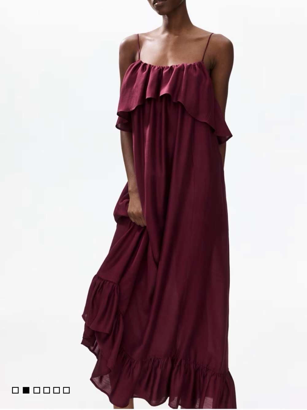H&M Wine Ruffle Maxi Dress